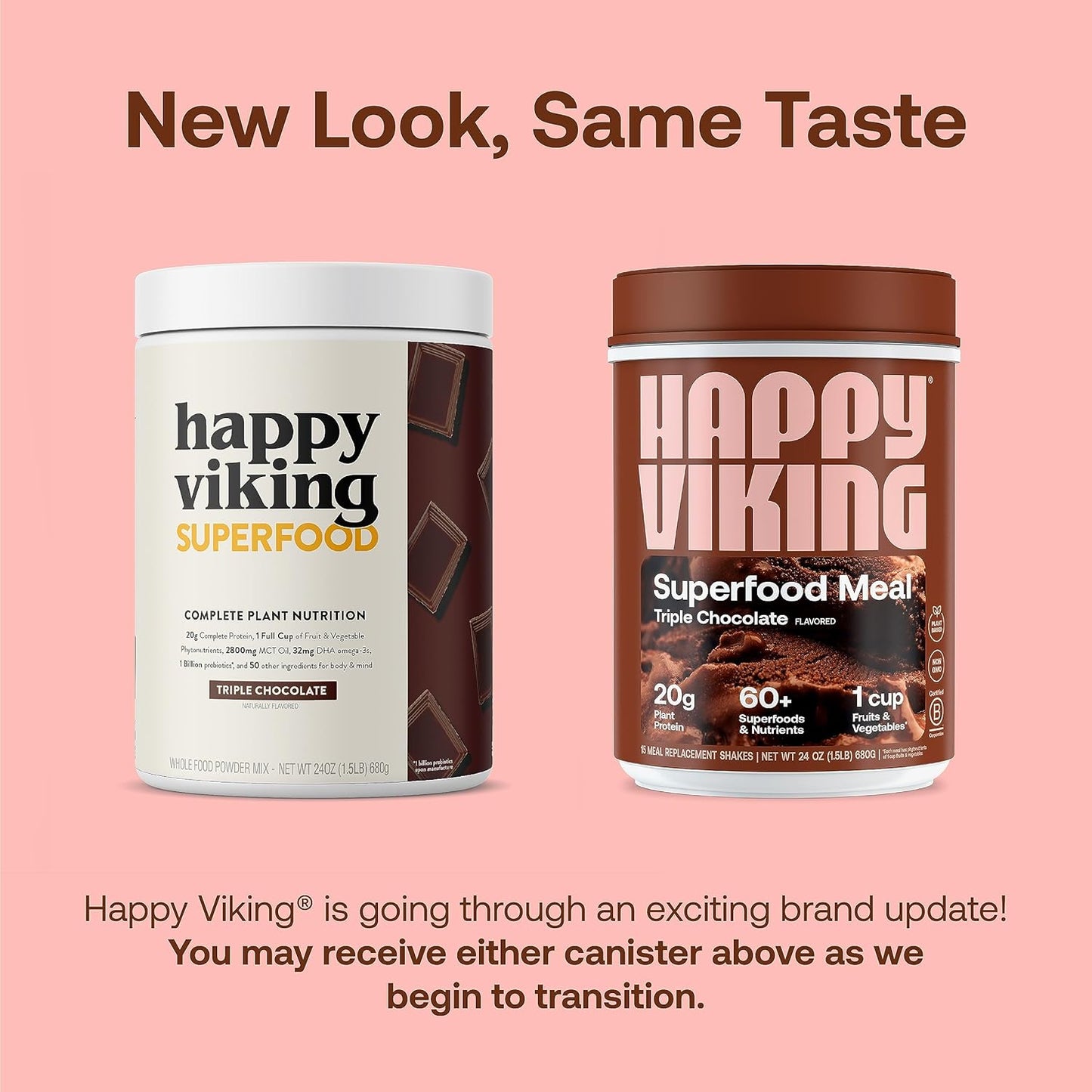 Venus Williams Happy Viking Vanilla & Chocolate Protein Powder, 20g Protein, Low Carb, Keto, Vegan, Gluten-Free, Superfoods, 2 Canisters