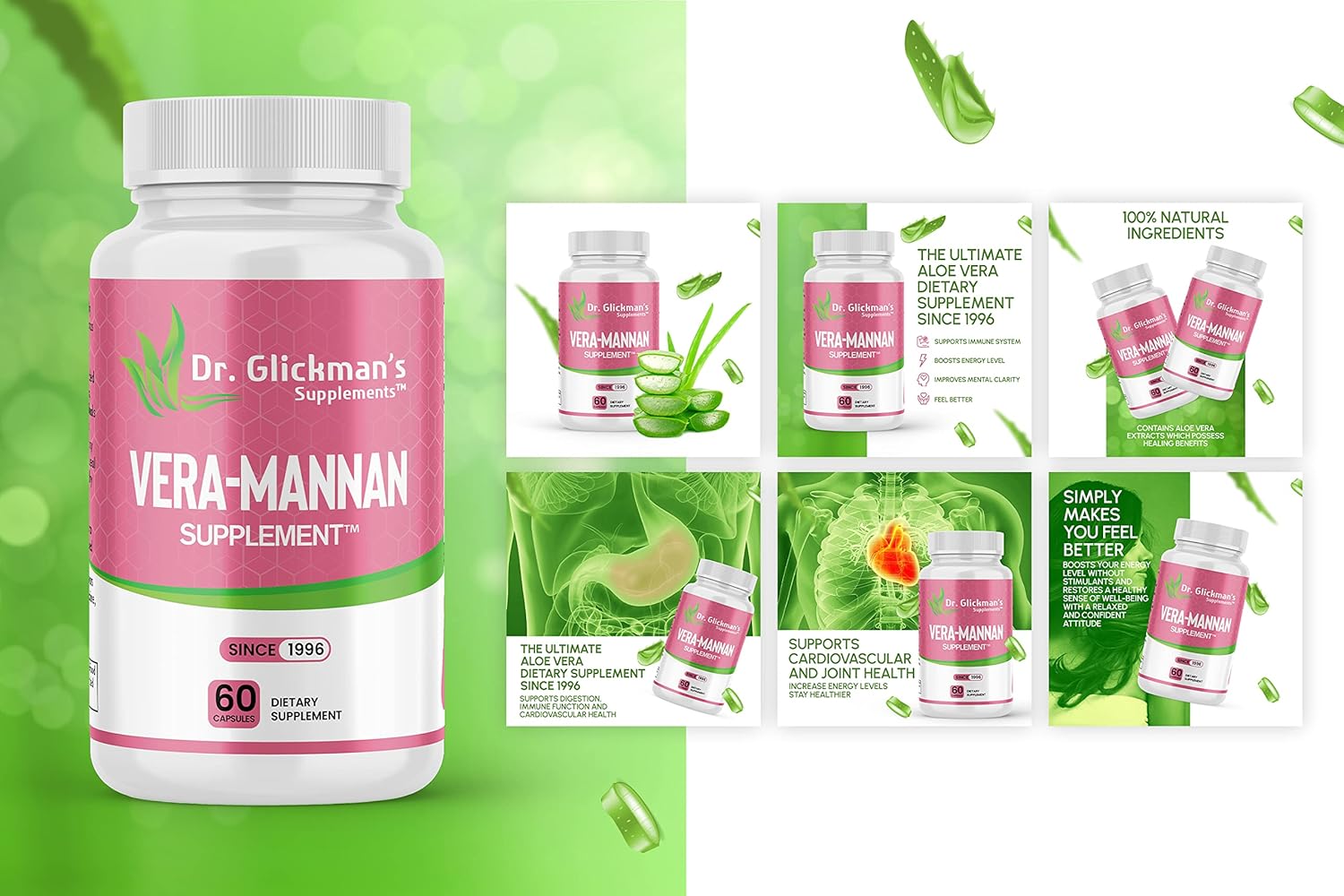 Vera-mannan Aloe Vera Supplement by Dr. Glickman - 60 Capsules
