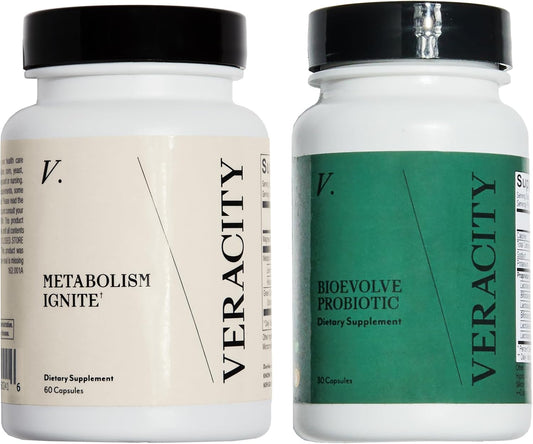 Veracity Metabolism Ignite & Bioevolve Probiotic - Natural Metabolic Support for Weight Management, Boosts GLP-1, Gut Health - Women & Men's Supplement
