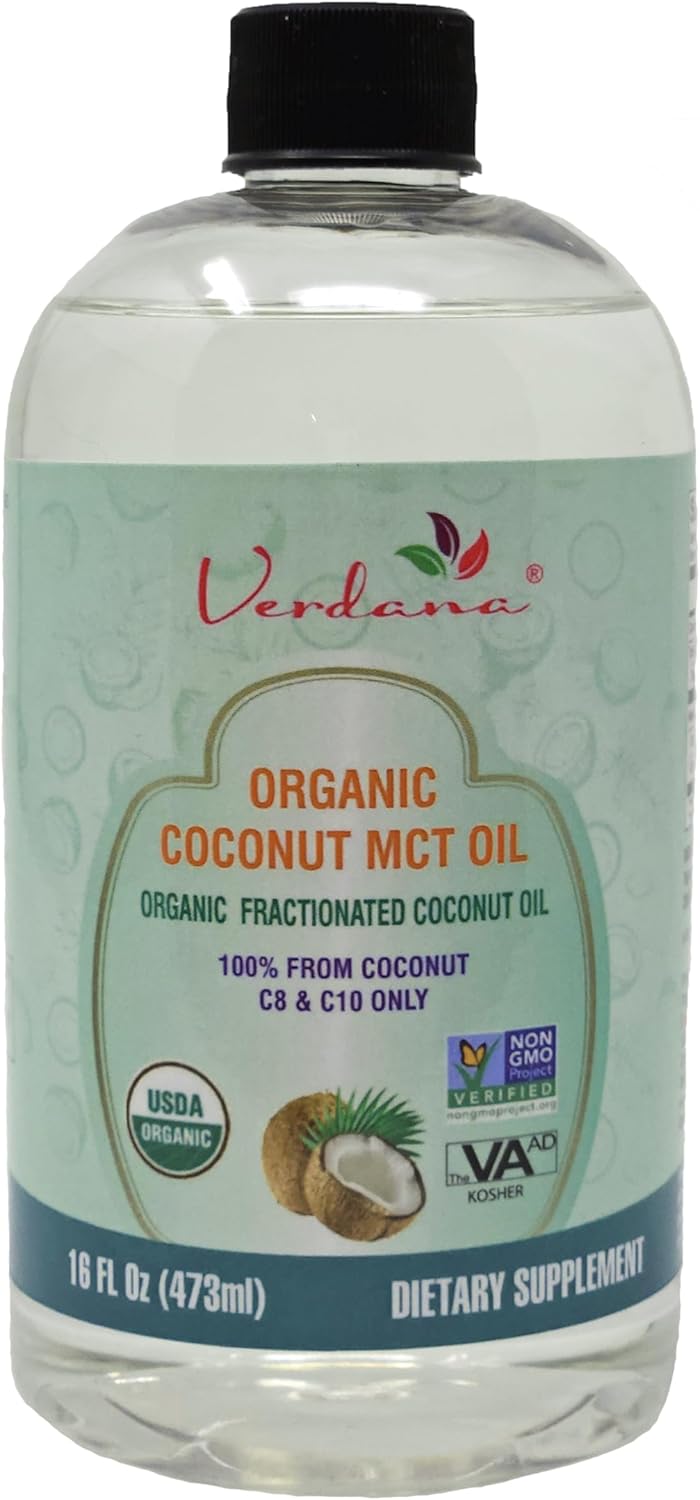 Verdana Organic Fractionated Coconut MCT Oil - 16 Fl Oz - Non-GMO, Food Grade, Keto & Paleo Friendly - Oil Pulling Mouthwash