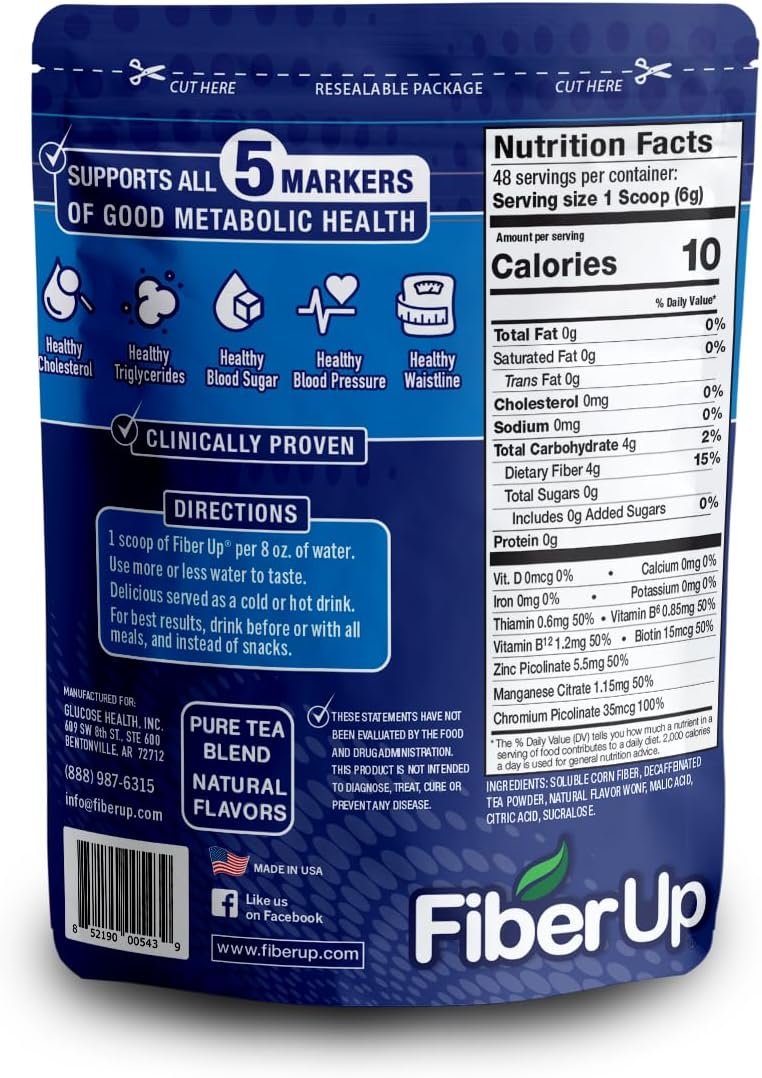 Very Berry Tea Prebiotic Soluble Fiber Supplement - 48 Servings of Delicious Fiber Up