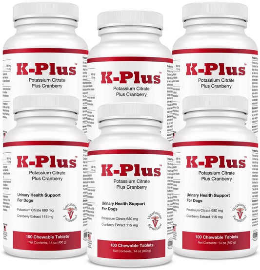 Vet Approved UTI Remedy for Dogs - Potassium Citrate & Cranberry Supplement - Supports Bladder Health - 6-Pack 600ct - All Breeds
