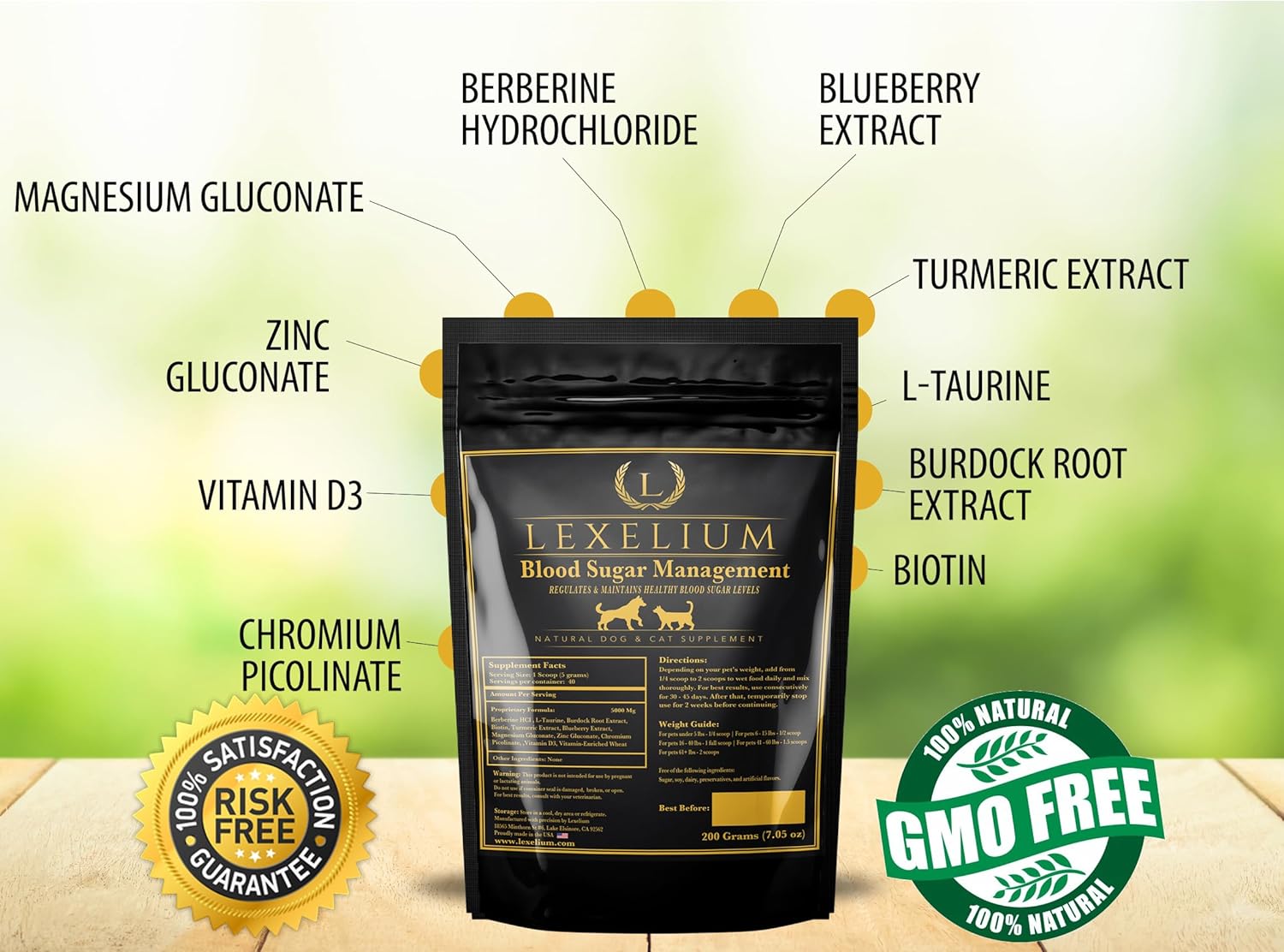 Vet-Formulated Blood Sugar Management Powder for Diabetic Dogs and Cats - Supports Healthy Glucose Levels - 200g USA-Made Supplement