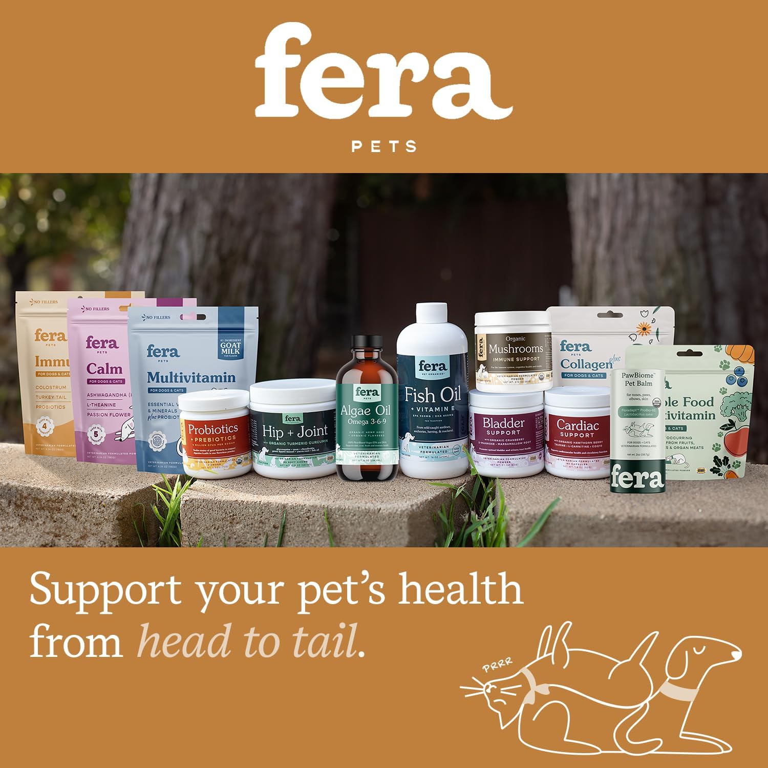 Vet-Formulated Fera Pet Organics Immune Goat Milk Topper for Cats & Dogs - Allergy & Immunity Support with Probiotics, Colostrum, and Turkey Tail Mushroom - 60 Servings