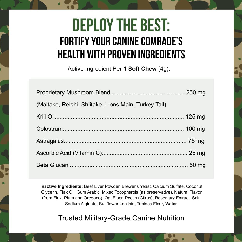 Veteran Owned O.G.B. Operation Good Boy SRE Immunity Supplement for Pets 90 Soft Chews 12.7oz - Natural Ingredients