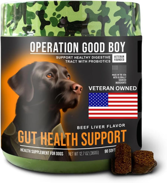Veteran-Owned O.G.B. SRE Digestion Supplement Soft Chews for Pets - 90 Count Probiotic with Natural Ingredients - 12.7oz