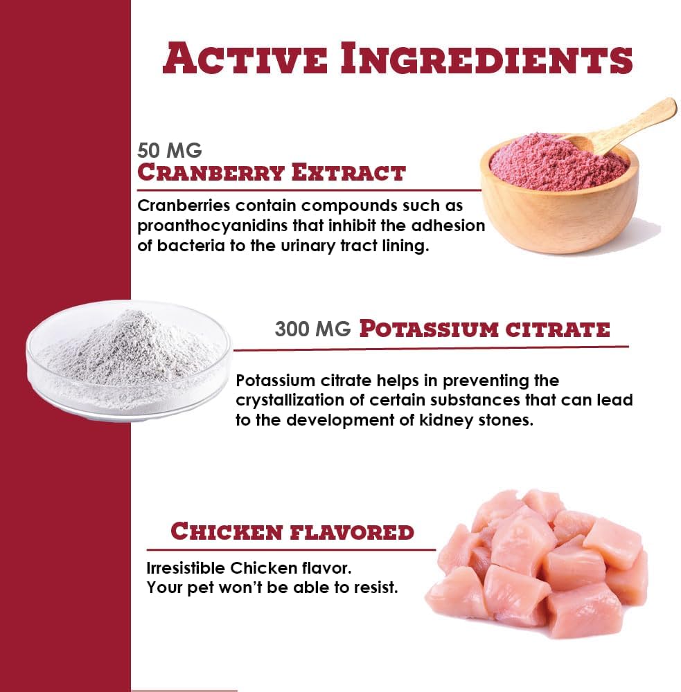 Veterinarian Approved Pet Health Solution: K-Plus Potassium Citrate & Cranberry Granules - UTI Remedy for Dogs & Cats - Supports Bladder Health - 60 Doses