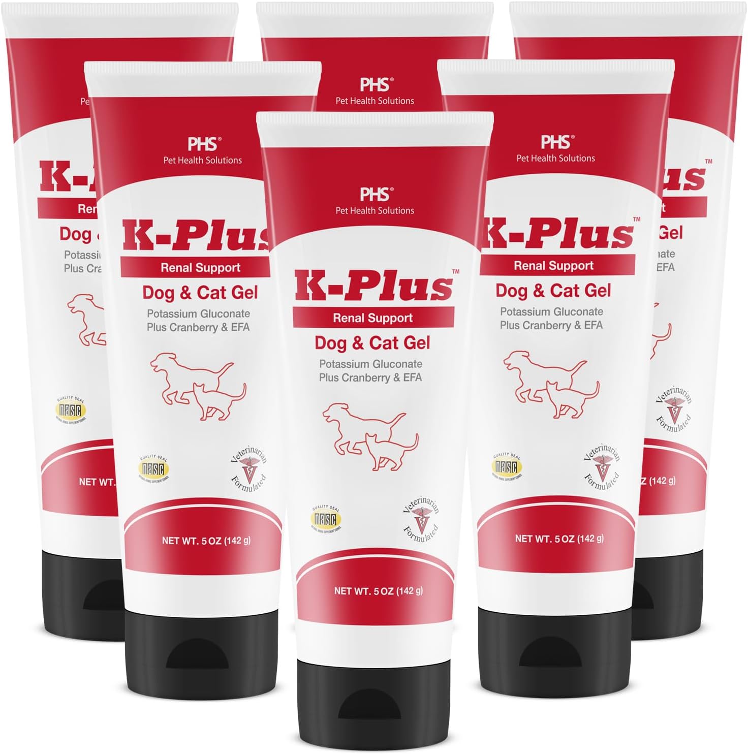 Veterinarian Approved Pet Renal Supplement with Potassium Gluconate, Cranberry, and EPA Gel for Dogs and Cats - Supports Potassium Balance - 6 Pack