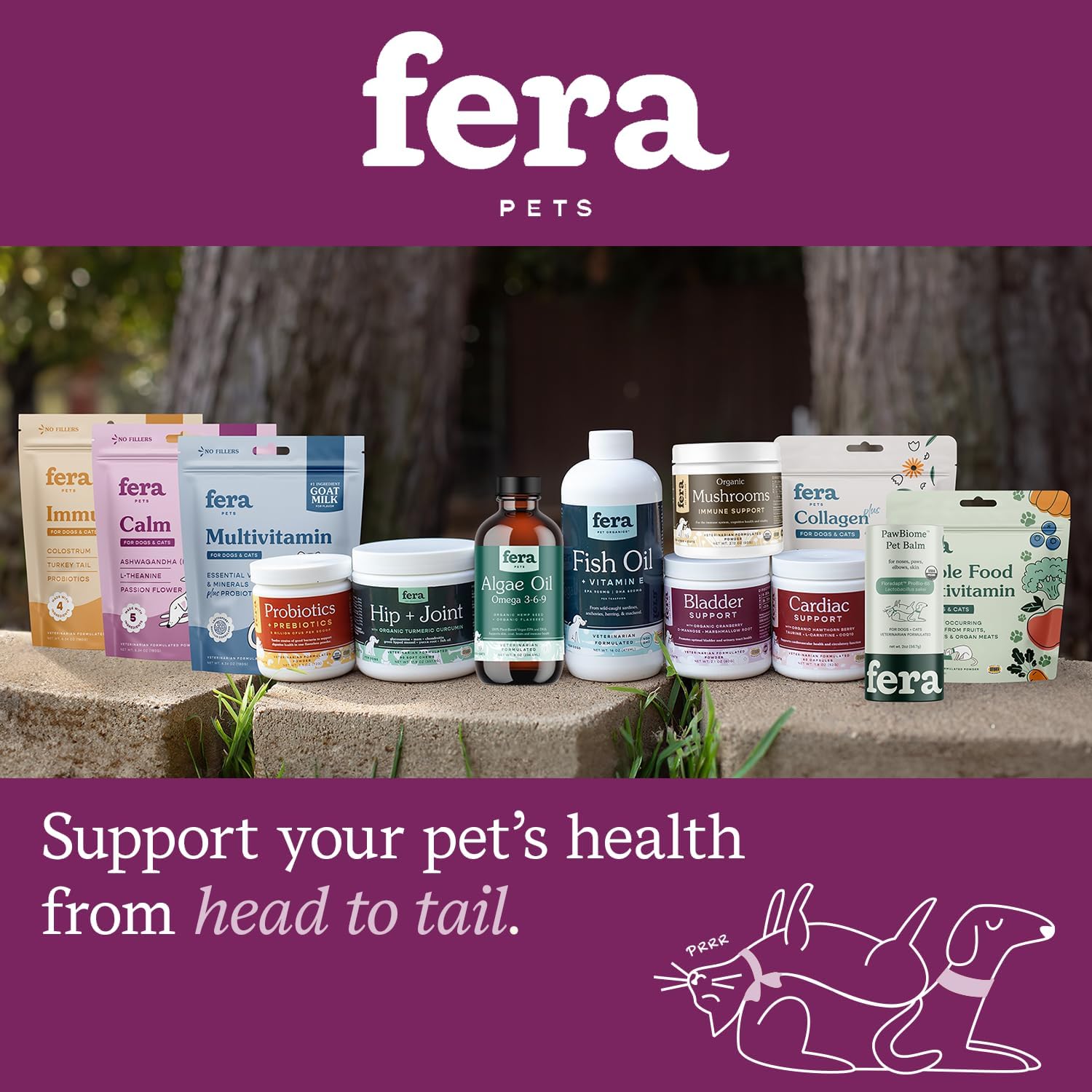 Veterinarian-Formulated Fera Pet Organics Goat Milk Calming Supplement for Cats and Dogs - Natural Anxiety and Stress Relief - Ashwagandha and GABA - 60 Servings