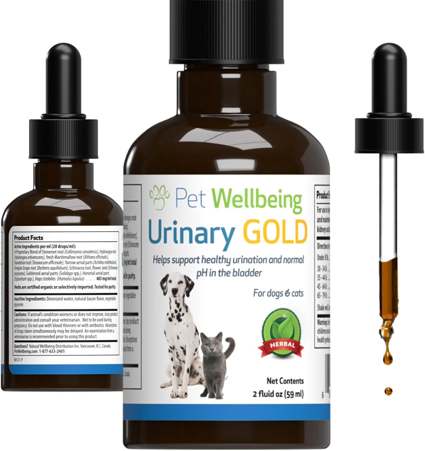 Veterinarian-Formulated Herbal Supplement for Cats - Supports Urinary Tract Health, Normal Frequency, Healthy Immune Response - Pet Wellbeing Urinary Gold 2 oz