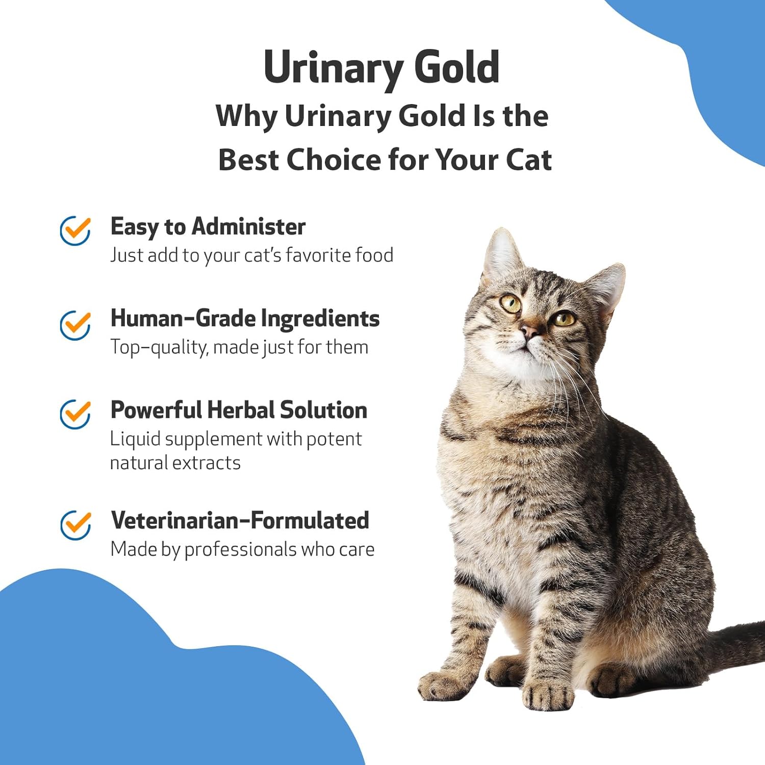 Veterinarian-Formulated Herbal Supplement for Cats - Supports Urinary Tract Health, Normal Frequency, Healthy Immune Response - Pet Wellbeing Urinary Gold 2 oz