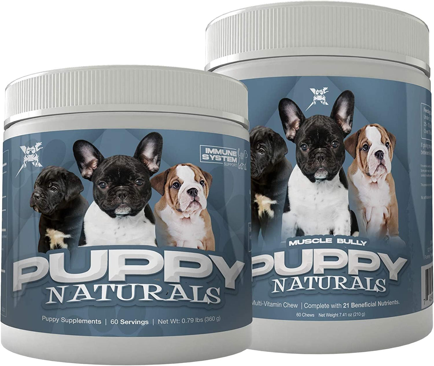 Veterinarian Formulated Muscle Bully Puppy Naturals: Immunity Milk Replacer + MultiVitamin Chew - Nutritional Support for Growing Puppies (60 Servings)