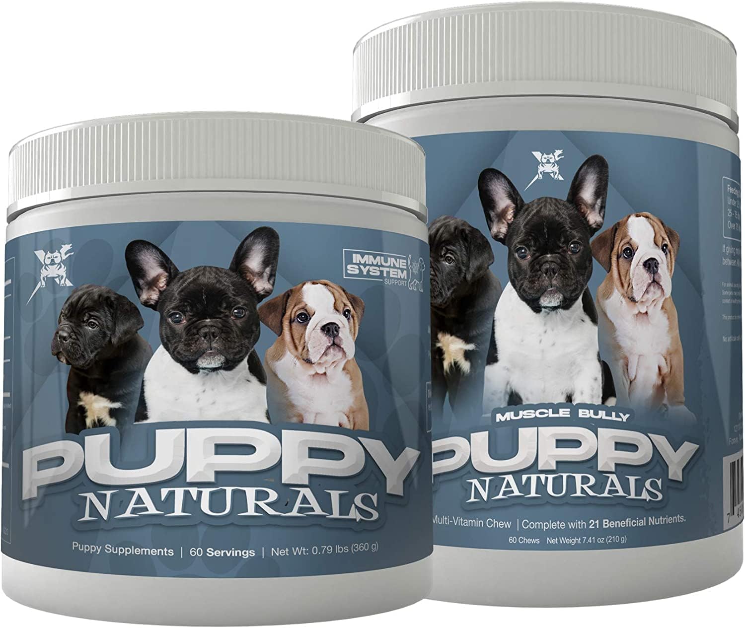 Veterinarian Formulated Muscle Bully Puppy Naturals: Immunity Milk Replacer + MultiVitamin Chew - Nutritional Support for Growing Puppies (60 Servings)