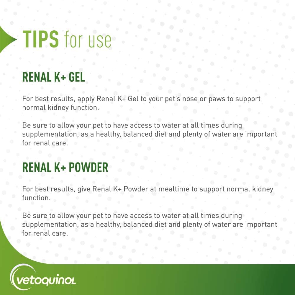 Vetoquinol Renal K+ Potassium Gel Supplement for Dogs and Cats, 5oz - Potassium Gluconate Formula