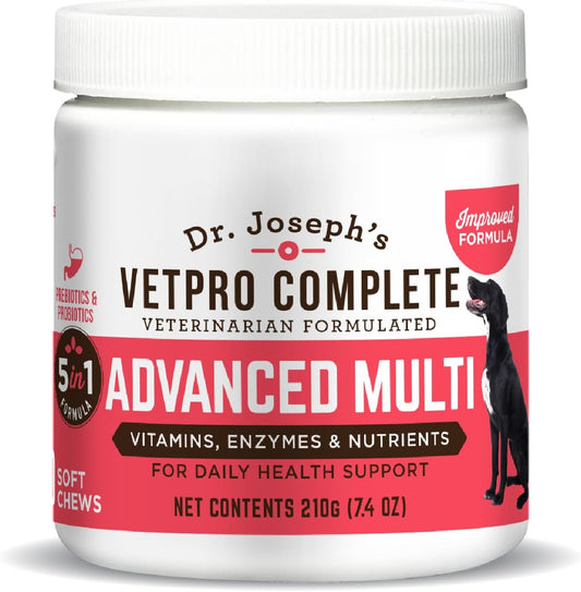 VetPro Complete Multivitamin Dog Supplement with Glucosamine, 60 Count Chewable Tablets for Hip and Joint Health, Immune System Support