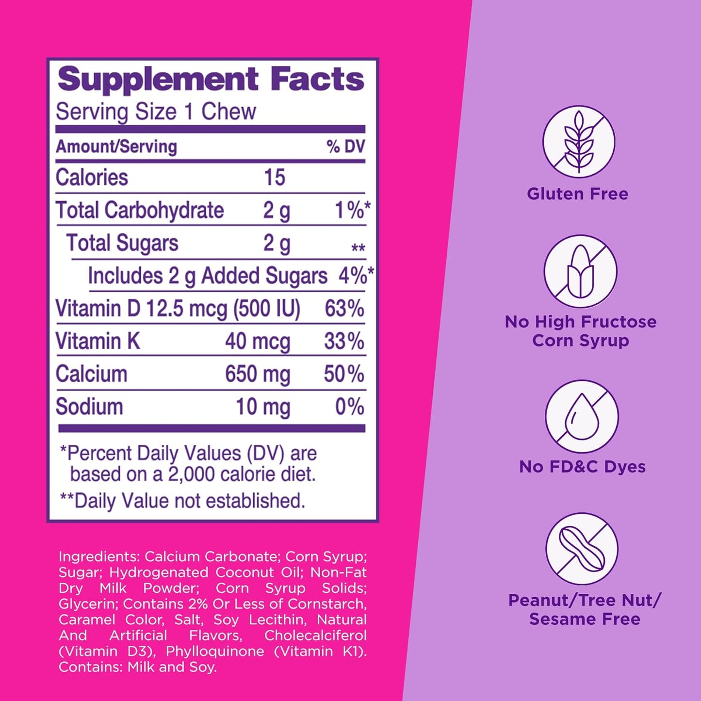 Viactiv Calcium + Vitamin D3 Soft Chews, Caramel & Milk Chocolate - 60 Chews for Bone Health