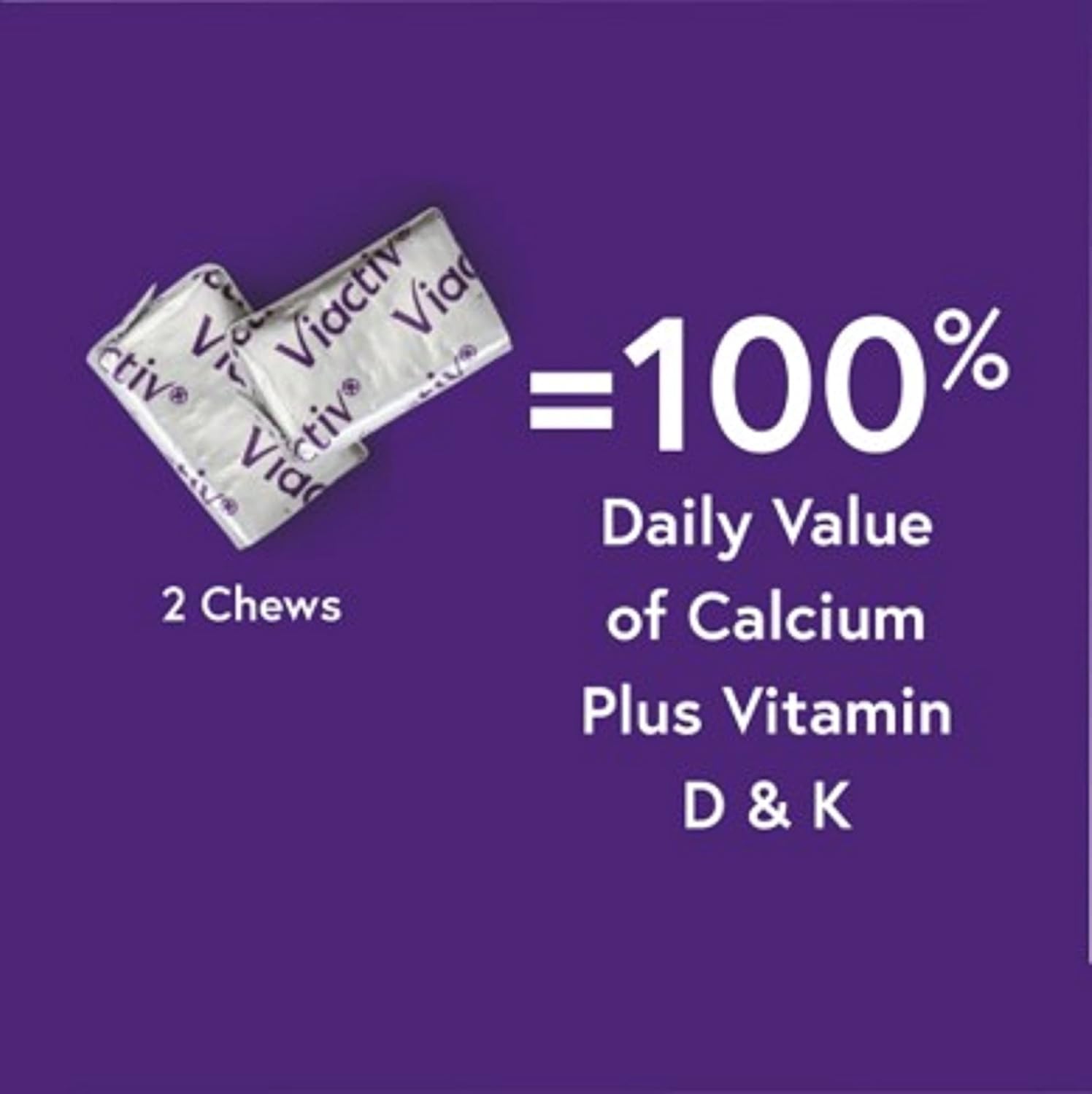 Viactiv Milk Chocolate Calcium + Vitamin D3 Soft Chews, 100 Count - Bone Health Dietary Supplement