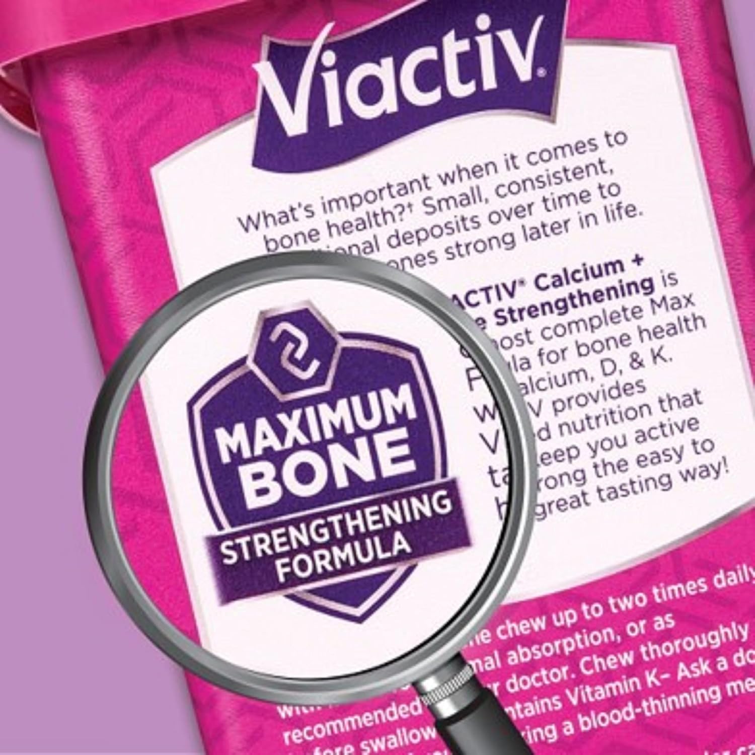 Viactiv Milk Chocolate Calcium + Vitamin D3 Soft Chews, 100 Count - Bone Health Dietary Supplement