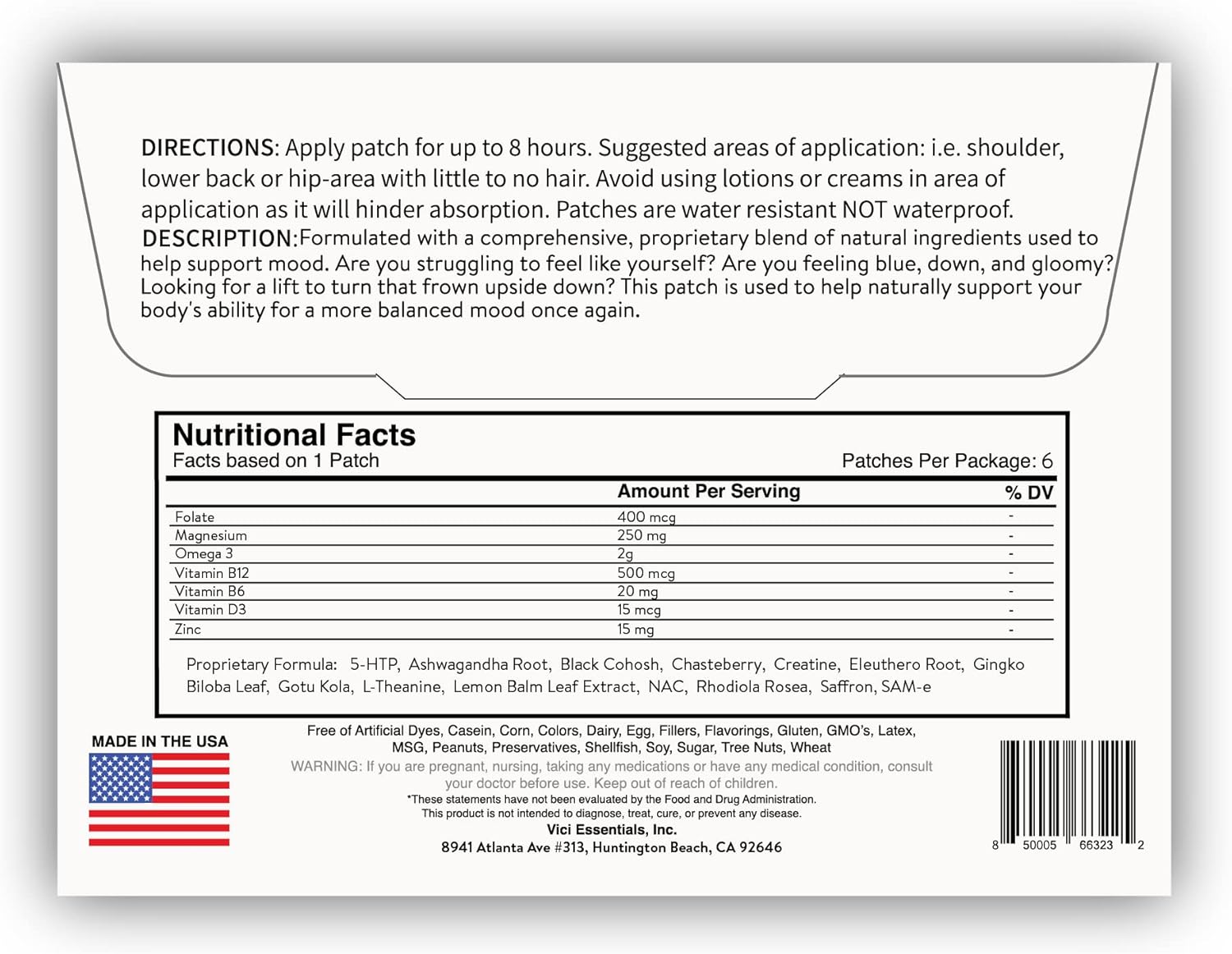 Vici Wellness Bye Bye Blues - 30 Patch Pack for Mood Support