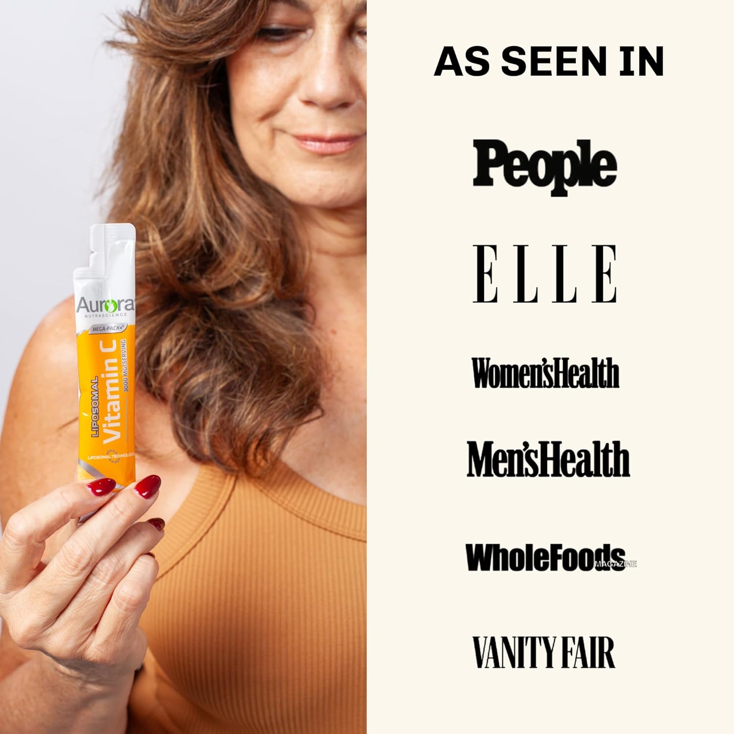 Vida Lifescience Aurora Nutrascience Liposomal Vitamin C Micro-Pack, 1,000mg per Serving, Immune Support, Gluten Free, Non-GMO, 10 Single Serve Packets