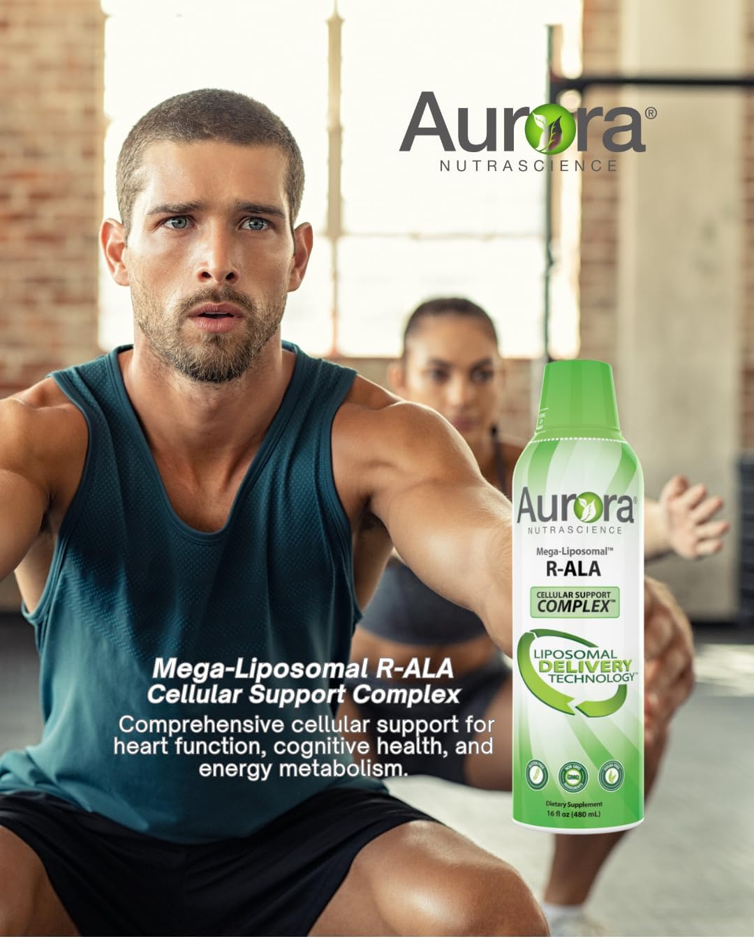Vida Lifescience Aurora Nutrascience Mega-Liposomal R-ALA Cellular Support Complex - 16 fl oz, Gluten-Free, Non-GMO, Sugar-Free, Organic Fruit Flavor