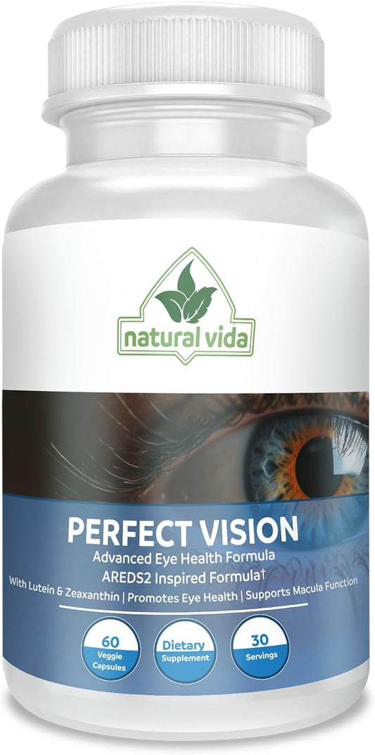 Vida Perfect Vision Supplement with AREDS2 Inspired Formula - Lutein Zeaxanthin Complex (60 Eye Capsules)