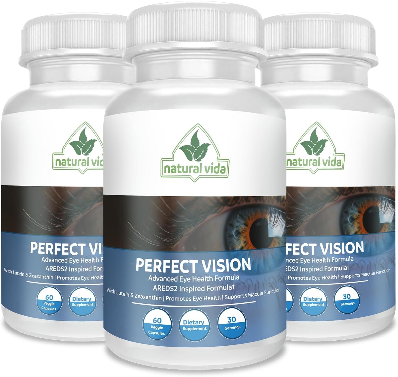 Vida Perfect Vision Supplement with AREDS2 Inspired Formula - Lutein Zeaxanthin Complex (60 Eye Capsules)