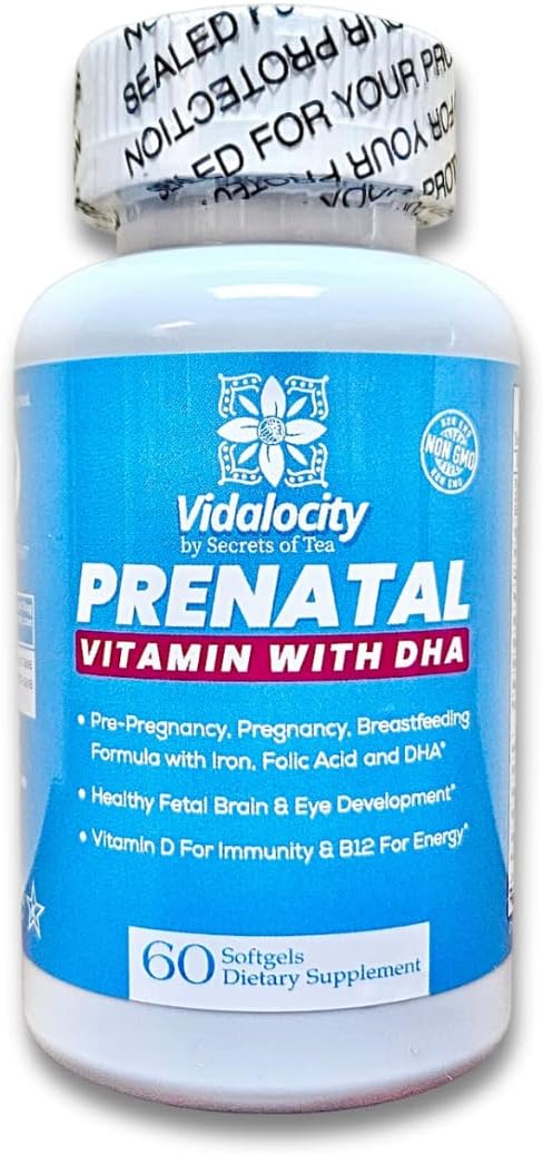 Vidalocity Prenatal Vitamins for Women: Multivitamin Capsules with Omega 3 Fish Oil, Folate, Magnesium, Vitamin D3, C, B12, B6, A, K & Zinc - 60 Count