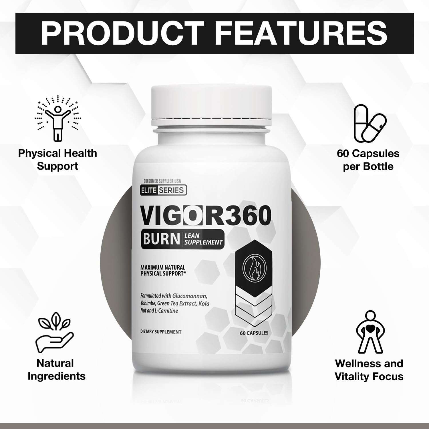 VIGOR 360 b Slimming Supplement: Thermogenesis & Lipogenesis Activation for Weight Management - 60 Capsules for Wellness and Well-Being