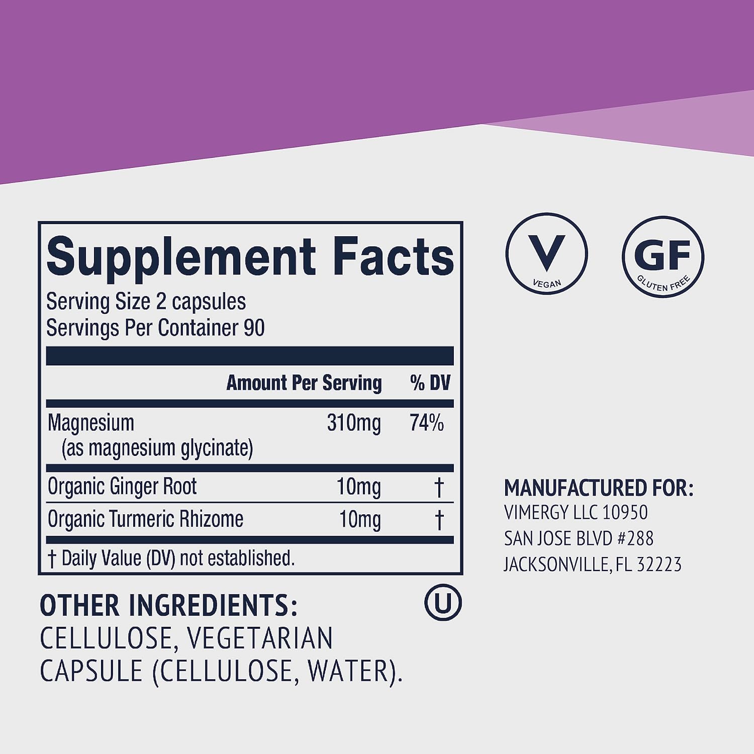 Vimergy Magnesium Glycinate Capsules - Stress Support and Heart Health - Chelated for Digestive Comfort - Vegan and Gluten-Free - 180 Count