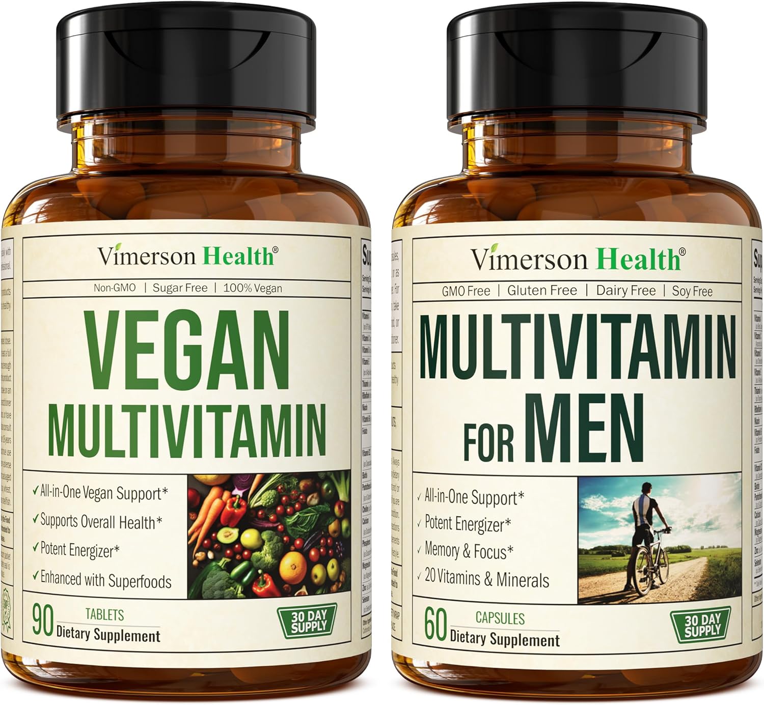 Vimerson Health Vegan Multivitamin for Men - Complete Multivitamin for Vegans and Vegetarians with Essential Nutrients