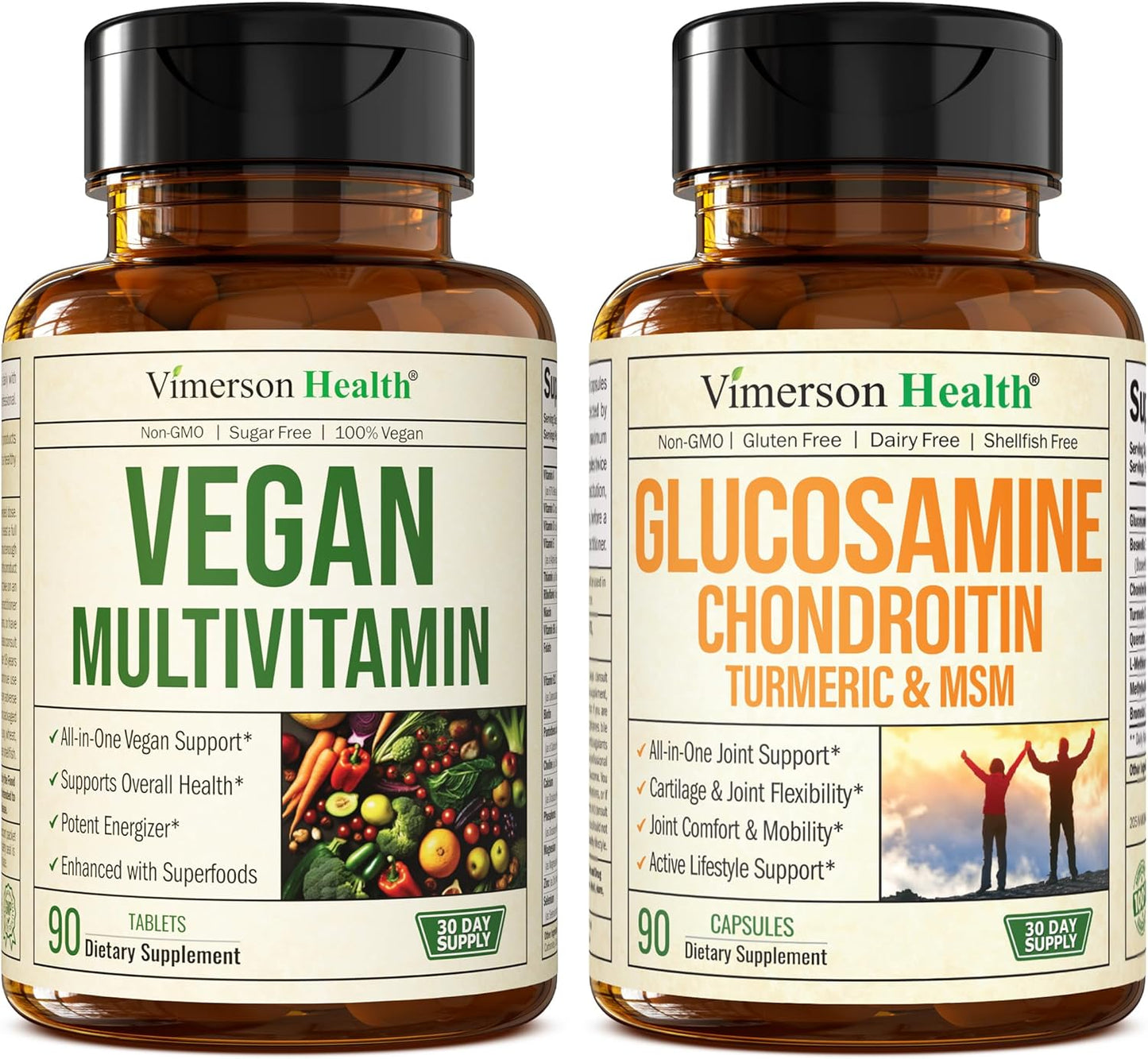 Vimerson Health Vegan Multivitamins with Glucosamine Chondroitin MSM for Joint Support, Women and Men