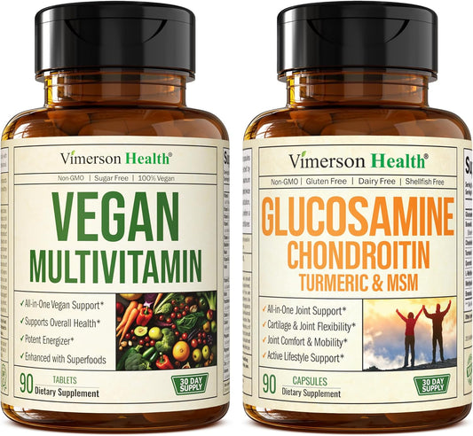 Vimerson Health Vegan Multivitamins with Glucosamine Chondroitin MSM for Joint Support, Women and Men