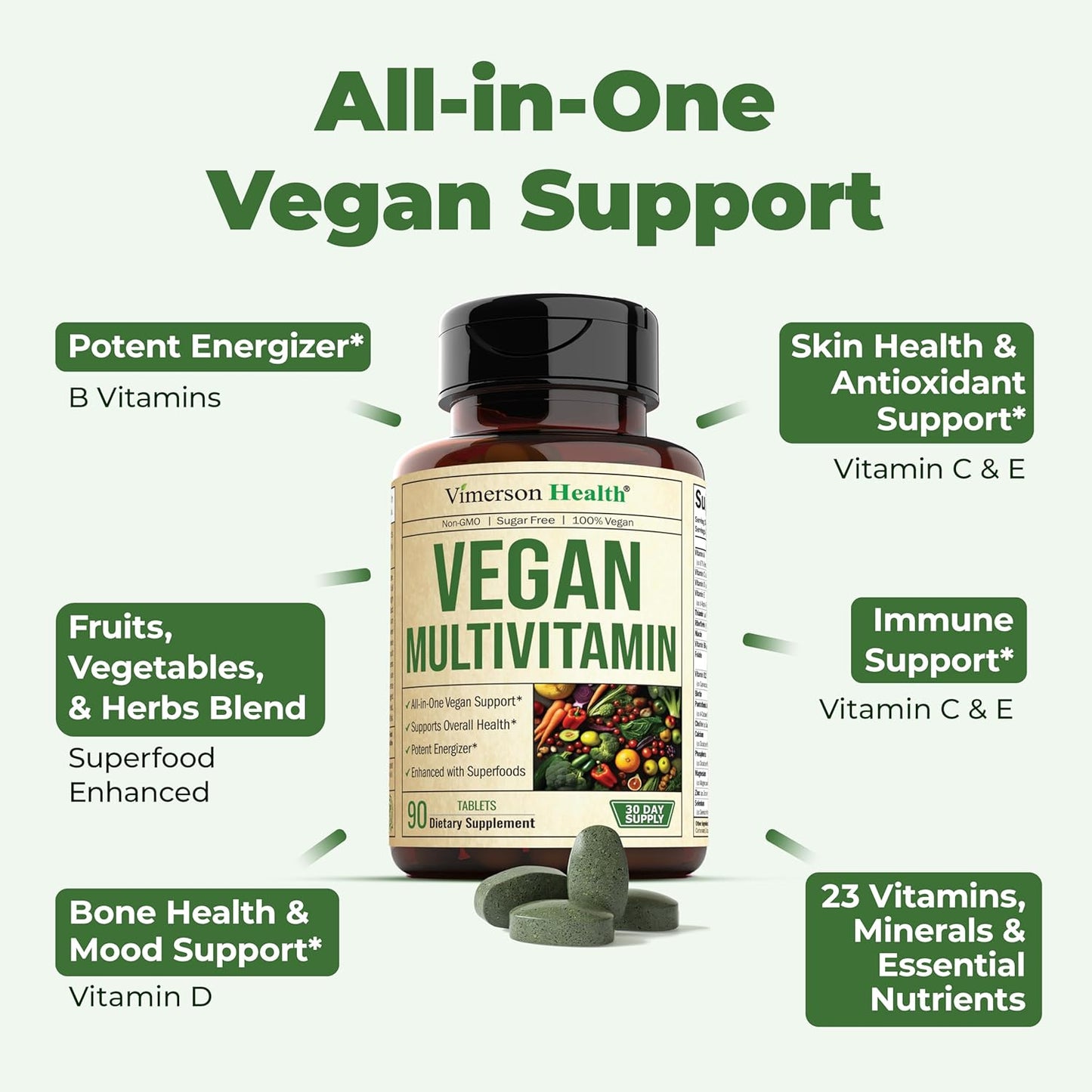 Vimerson Health Vegan Multivitamins with Glucosamine Chondroitin MSM for Joint Support, Women and Men