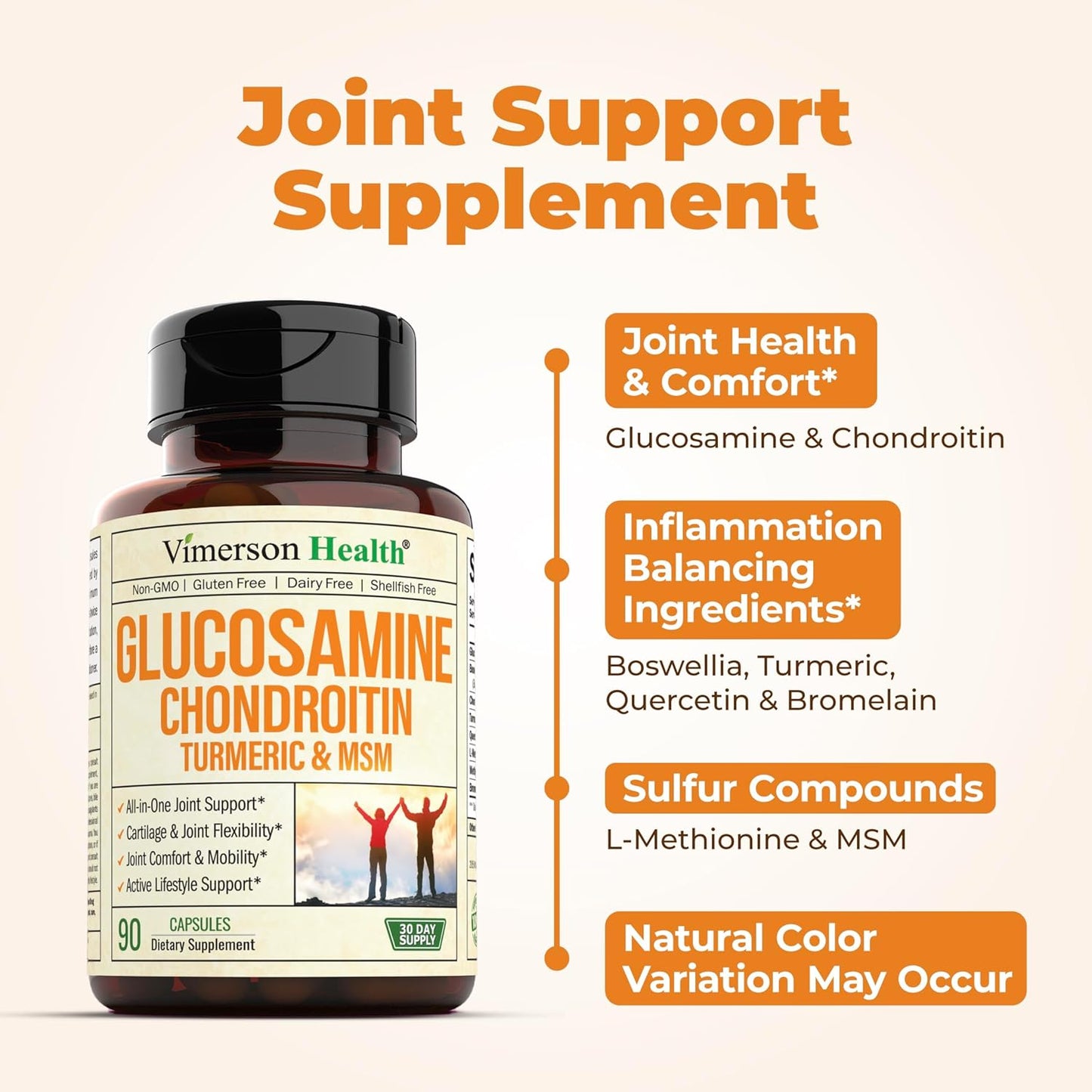 Vimerson Health Vegan Multivitamins with Glucosamine Chondroitin MSM for Joint Support, Women and Men