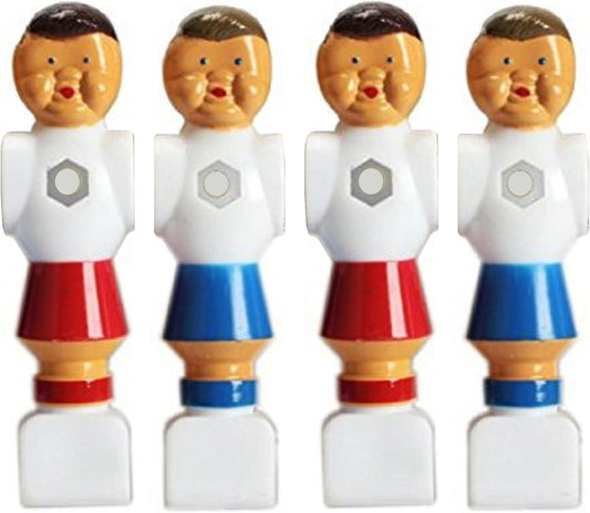 Vintage Style Foosball Table Players in Red and Blue - Set of 4 Hexagonal Belly Men