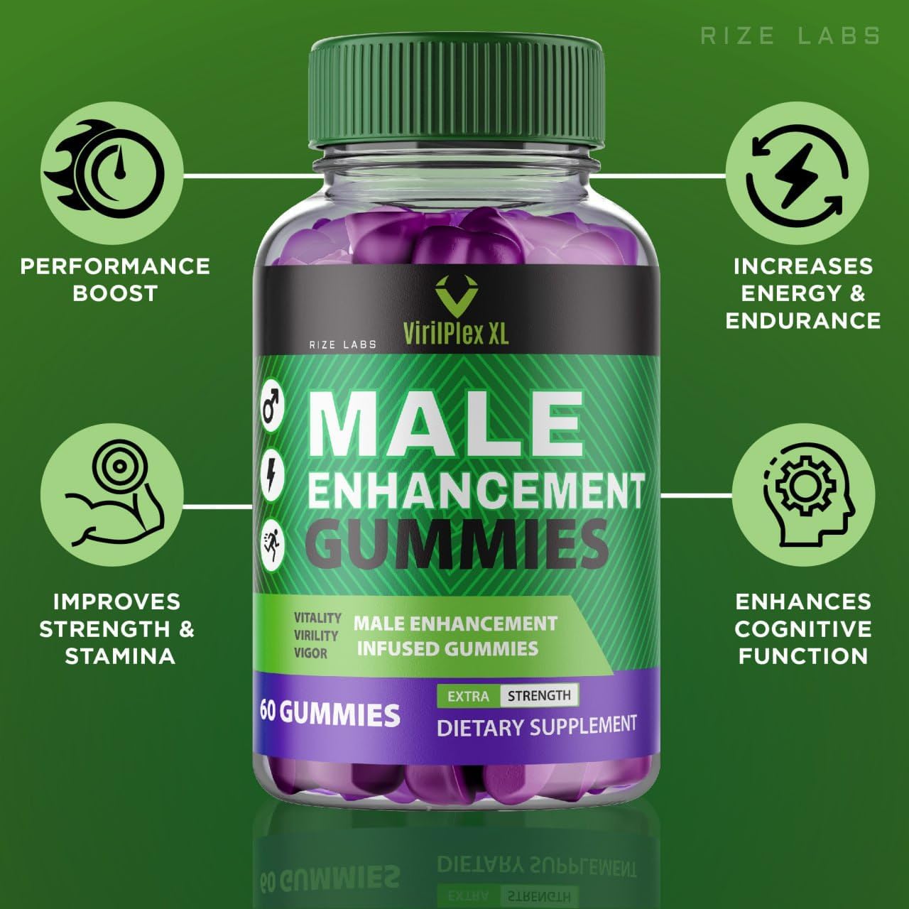 VirilPlex XL Male Performance Gummies - Premium Formula for Vitality & Well-Being - 60 Gomitas for Maximum Benefits