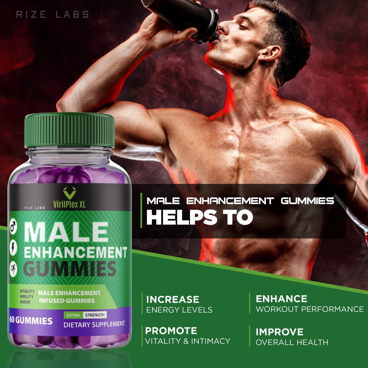 VirilPlex XL Male Performance Gummies - Premium Formula for Vitality & Well-Being - 60 Gomitas for Maximum Benefits