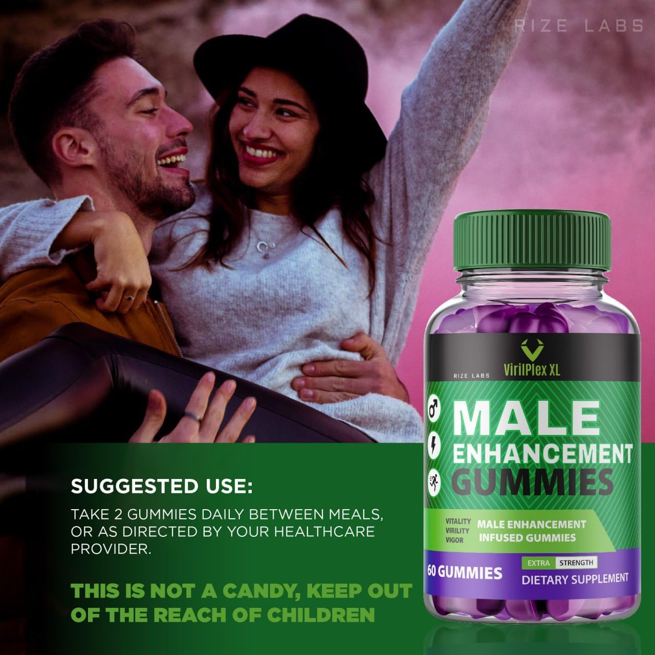 VirilPlex XL Male Performance Gummies - Premium Formula for Vitality & Well-Being - 60 Gomitas for Maximum Benefits