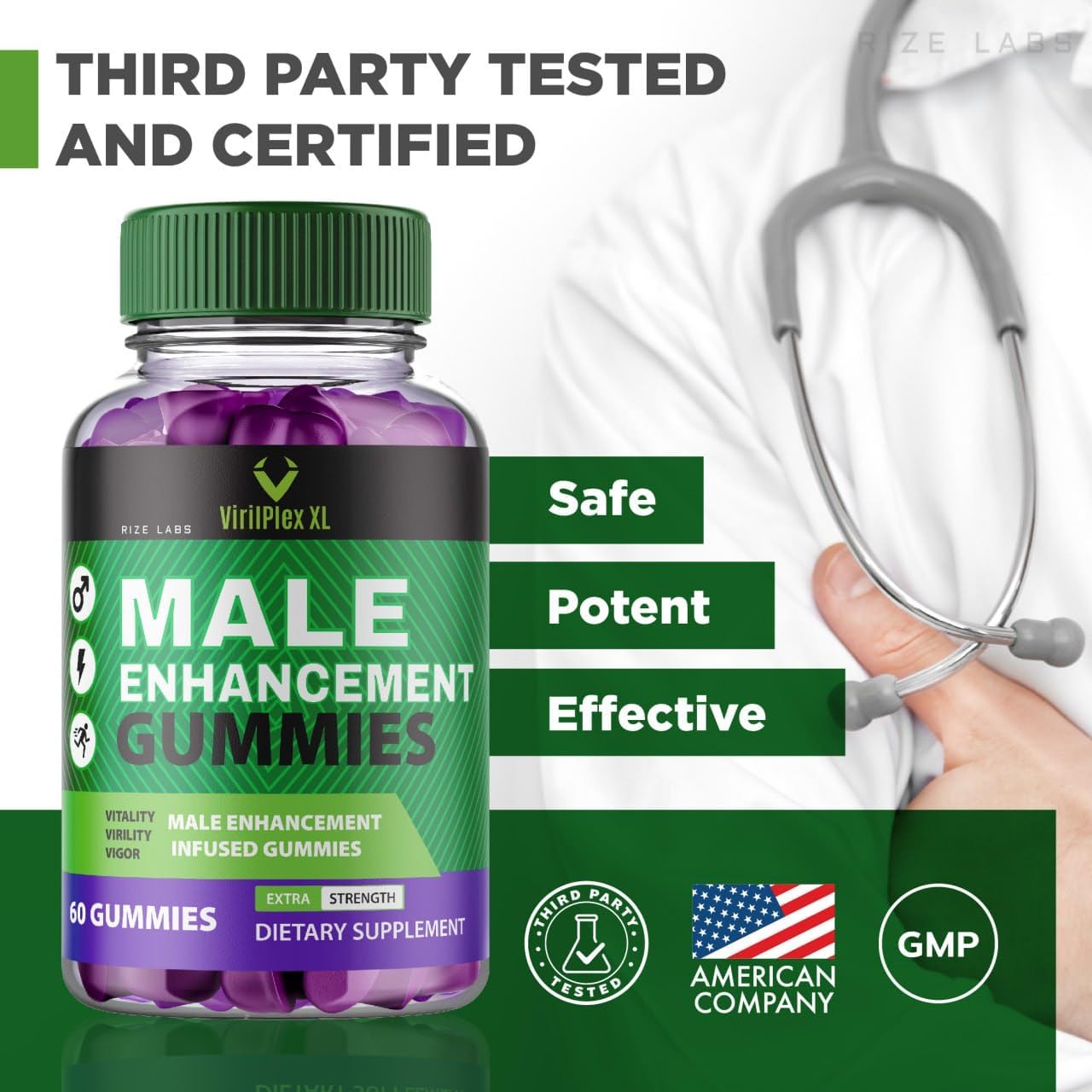 VirilPlex XL Male Performance Gummies - Premium Formula for Vitality & Well-Being - 60 Gomitas for Maximum Benefits