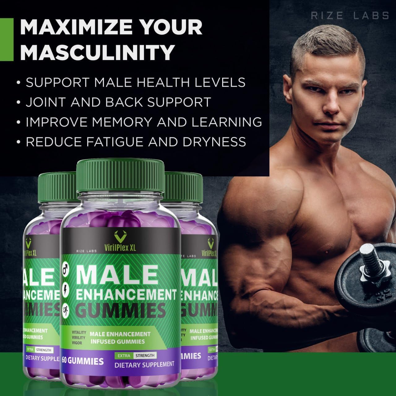 VirilPlex XL Male Performance Gummies - Premium Formula for Vitality & Well-Being - 60 Gomitas for Maximum Benefits