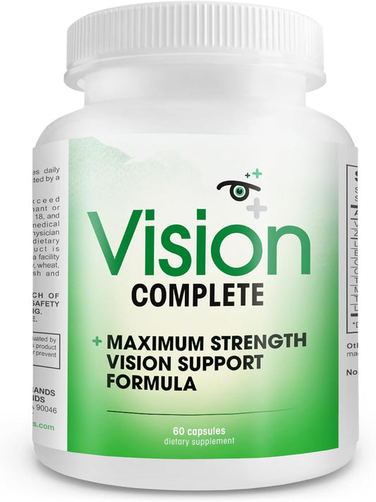 Vision Complete: Maximum Strength Natural Eye Support Formula with Lutein - Daily Supplement