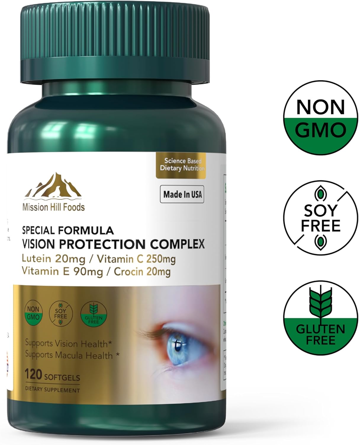 Vision Protection Complex with Lutein, Zeaxanthin, Astaxanthin, Vitamin C & E | Eye Health Support & Strain Reduction | 120 Softgels - 2 Month Supply | Non-GMO, Gluten-Free