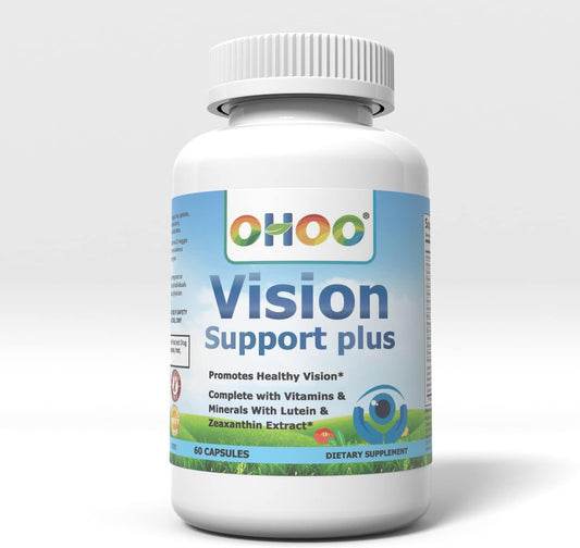 Vision Support Plus Supplement with Lutein & Zeaxanthin for Healthy Eyes - Made in USA - 60 Capsules