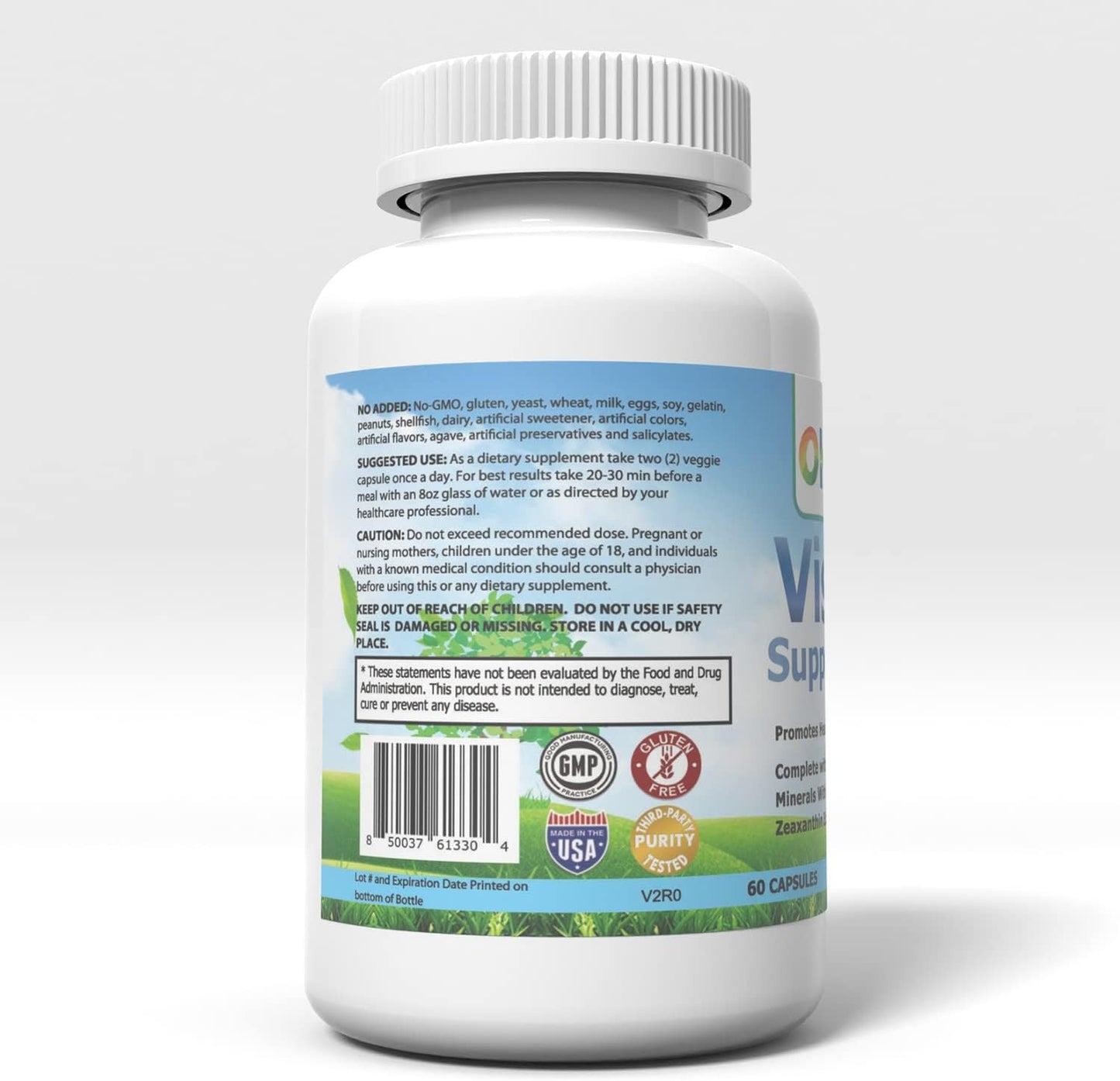 Vision Support Plus Supplement with Lutein & Zeaxanthin for Healthy Eyes - Made in USA - 60 Capsules