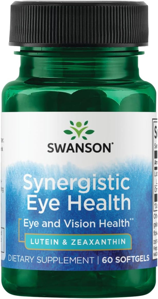 Vision Support Supplement with Lutemax Lutein 20mg and OmniXan Zeaxanthin 2mg - 60 Softgels for Eye Health - Swanson Synergistic Formula