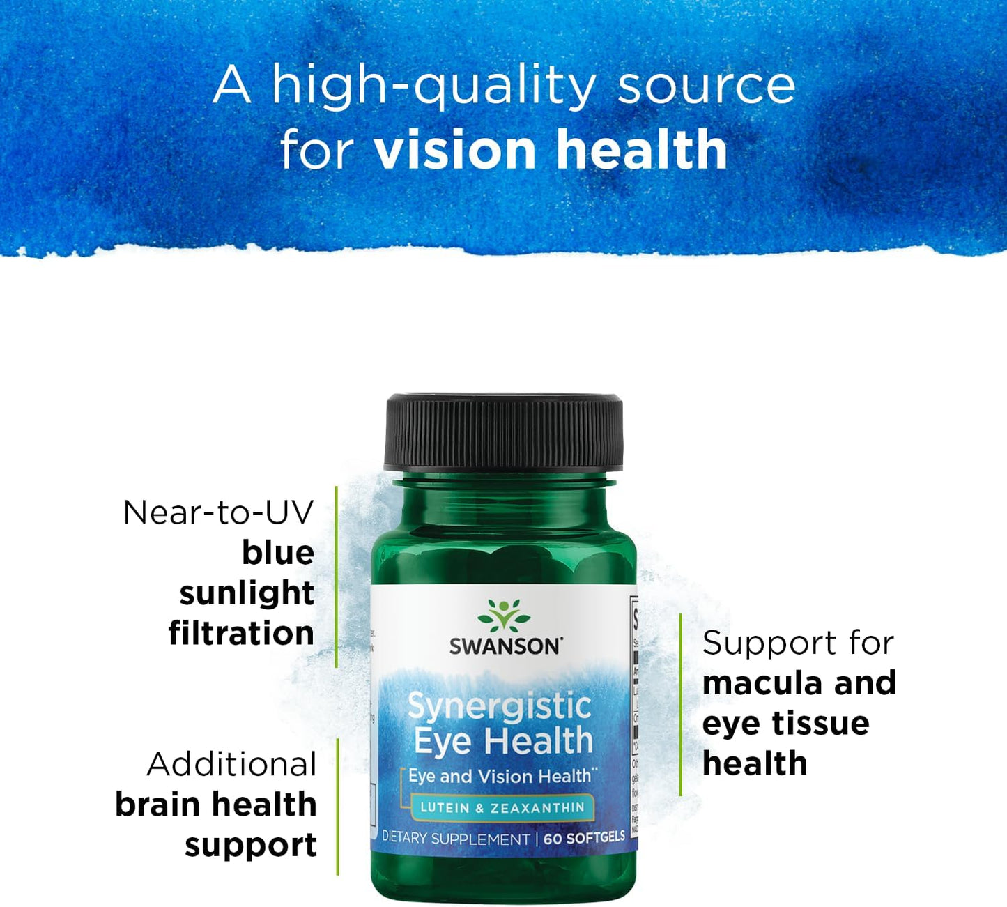 Vision Support Supplement with Lutemax Lutein 20mg and OmniXan Zeaxanthin 2mg - 60 Softgels for Eye Health - Swanson Synergistic Formula