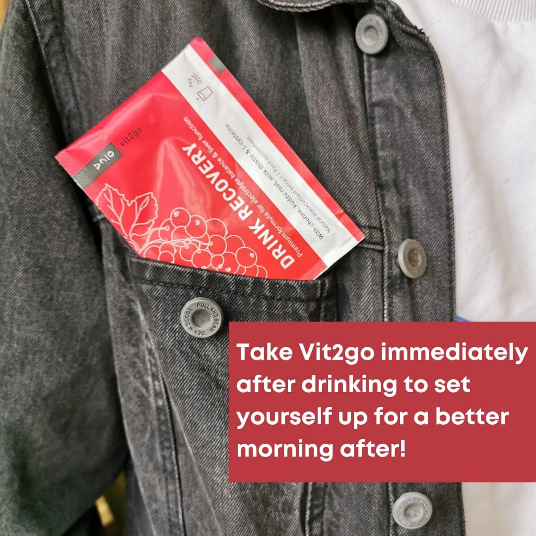 Vit2Go Electrolyte Powder Drink with Vitamins for Hydration & Liver Detox - Blackcurrant Flavor (30 Sachets)