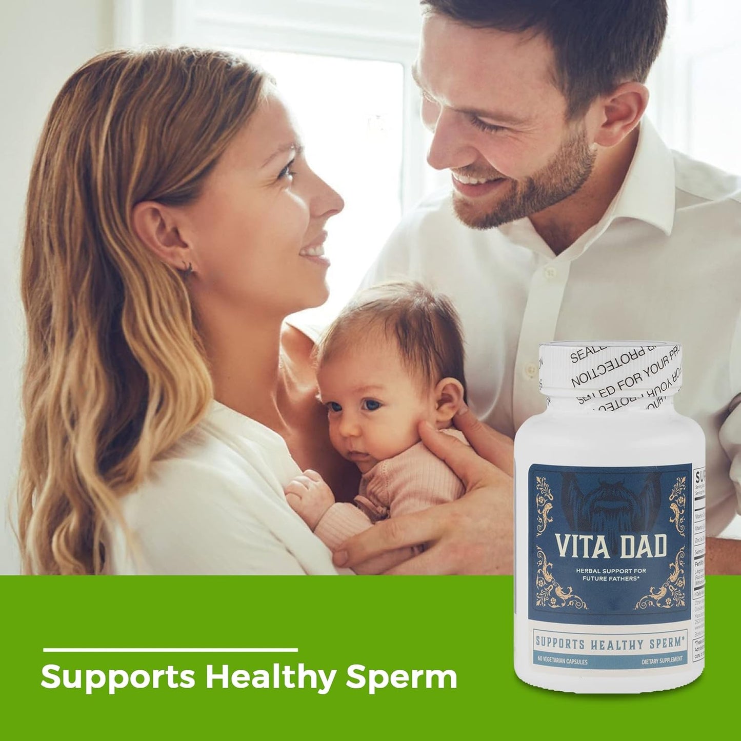 Vita Dad Male Fertility Supplement - Supports Fertility with Ashwagandha, L-Arginine, Coenzyme Q10, Beet Root, Fig Leaf Extract, Vitamins, Minerals - 60 Vegetarian Capsules