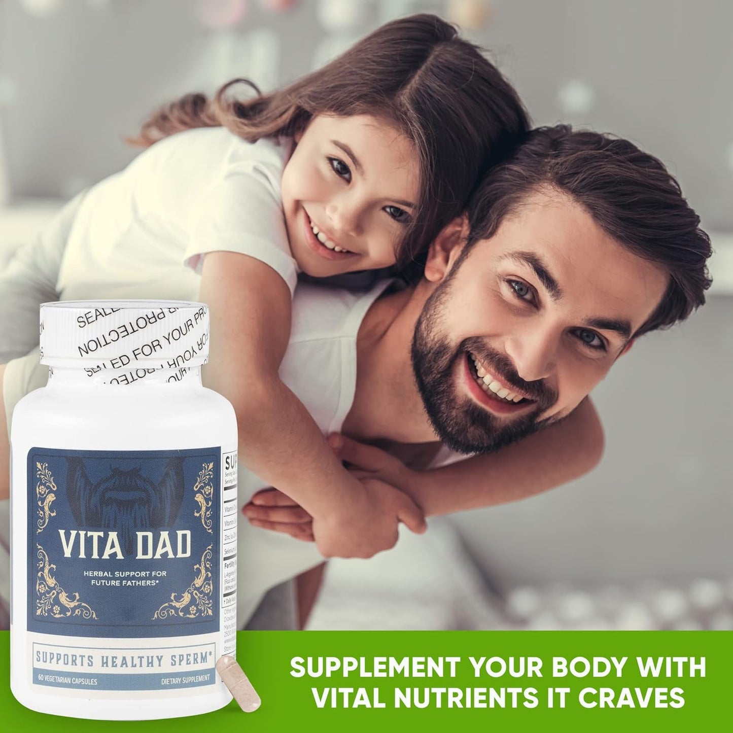 Vita Dad Male Fertility Supplement - Supports Fertility with Ashwagandha, L-Arginine, Coenzyme Q10, Beet Root, Fig Leaf Extract, Vitamins, Minerals - 60 Vegetarian Capsules